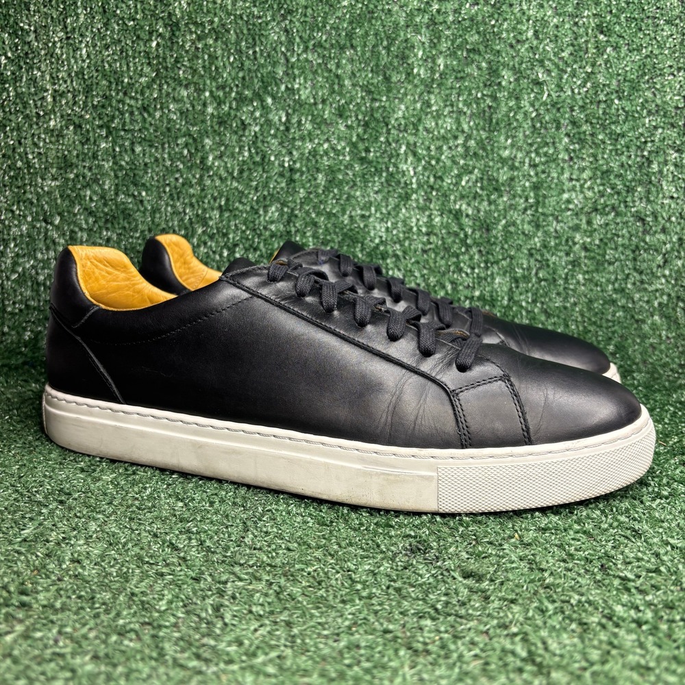 Magnanni Leather Low Top Casual Preppy Minimalist Sneakers Black Mens Size 12